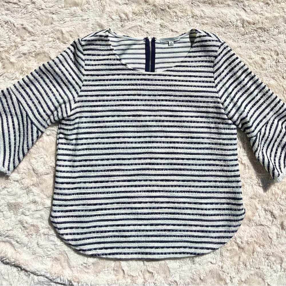 Striped 3/4-length Bell Sleeve Top